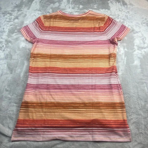 NWT L.L.Bean Women's S Reg Everyday SunSmart Tee Pink Orange Striped UPF 50 - Picture 7 of 7